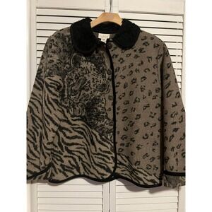 CEDAR CANYON Women's Size Large L Coat Jacket Animal Print WOOL Blend